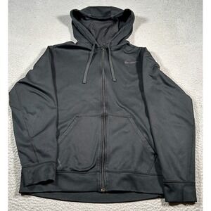 Nike Therma-Fit Training Hoodie Men Medium Black Swoosh Full Zip Athletic Jacket